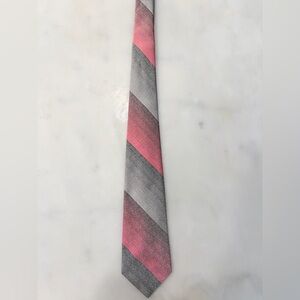Vintage Blake’s By Damon Tie Pink Gray Diagonal Stripe USA 80s Polyester